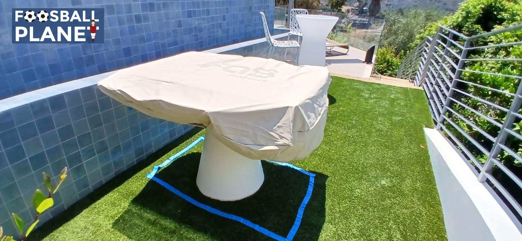 FAS Ciclope White Outdoor Foosball Table Free Entertainment Top - Cover & Balls