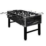 Foosball table with marble-like finish on a white background