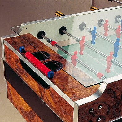 Garlando Foosball Table in Briar Wood (Coin-Operated) with Cover Top Called Coperto is available at Foosball Planet.