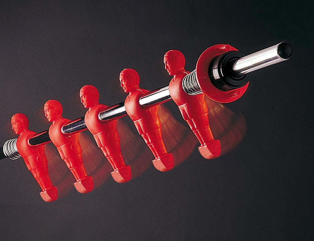 Red Plastic Players Molded to the Bar on a Indoor Garlando G-500 Evolution Foosball Table, available at Foosball Planet