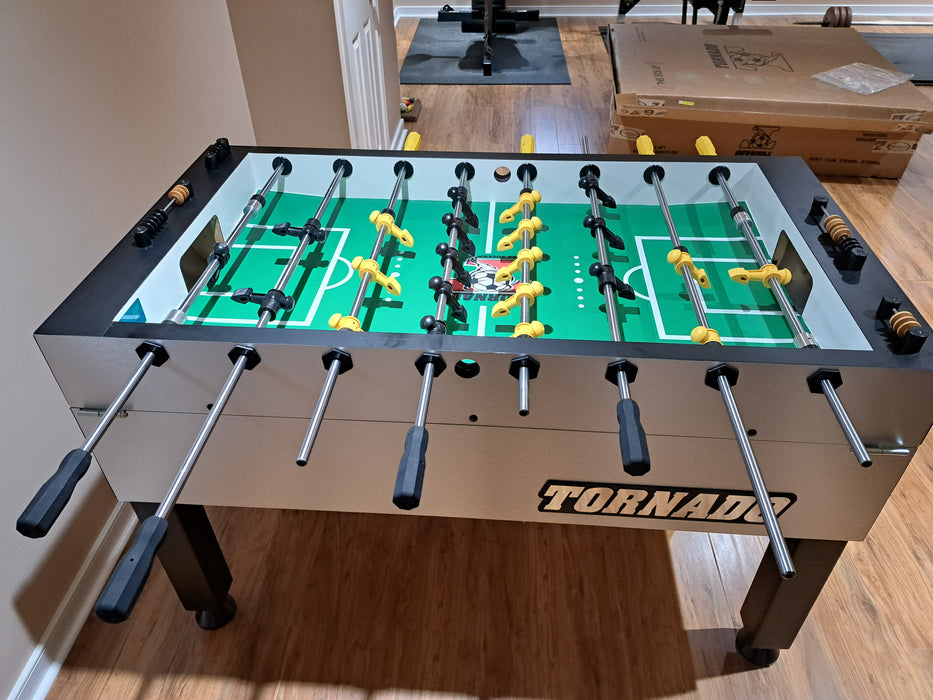 Tornado Tournament T-3000 Competition Foosball Table in Silver with Raised corners